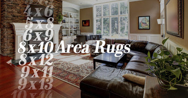 Washable 8x10 area rug in a modern living room with decor