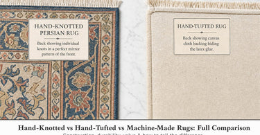 Hand knotted vs hand tufted vs machine made rugs comparison