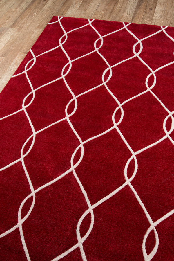 Hand Tufted Polyester Red Transitional Area Rug – 3'6