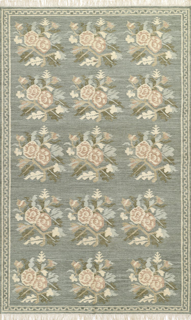 Momeni Florence 90% Wool and 10% Cotton Blue Area Rug, 5' X 7'6"