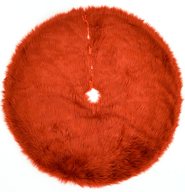 Momeni Red Furry Tree Skirt Round Area Rug in 5' X 5' Round - FTS-1