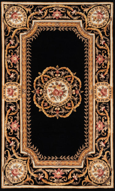 Momeni Harmony India 100% Wool Black Area Rug, 3'6" X 5'6"