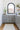 Ivory Southwestern area rug 2'6" X 8 - overhead flat lay view