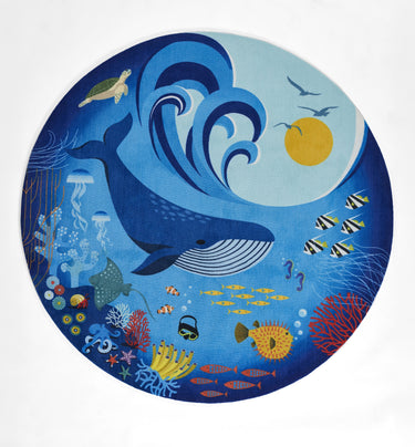 Momeni Blue Playground Round Area Rug in 6' X 6' Round - PLY-3