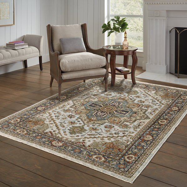 Oriental Weavers Aberdeen 1144W Beige and Sky Blue Round Accent Traditional Round Rug - 7'10