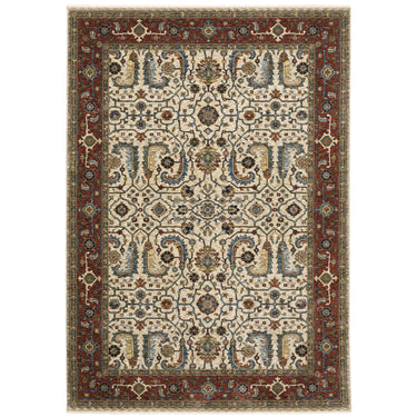 Oriental Weavers Aberdeen 144D1 Ivory and Red Small Entryway Accent Polyester Area Rug - 2' x 3'