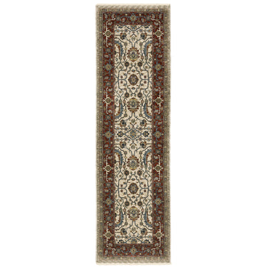 Oriental Weavers Aberdeen 144D1 Ivory and Red Hallway Runner Medallion Runner Rug - 2'3" x 7'6"