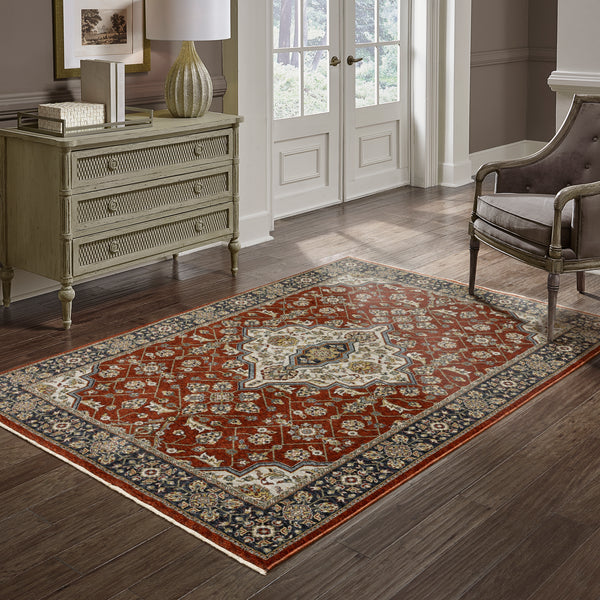 Oriental Weavers Aberdeen 4151R Red and Blue Large Seating Area Rug Traditional Area Rug - 6'7