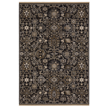 Oriental Weavers Acacia Black ACA05 Charcoal and and Tan Compact Bedroom Accent Traditional Area Rug - 3'3" x 5'