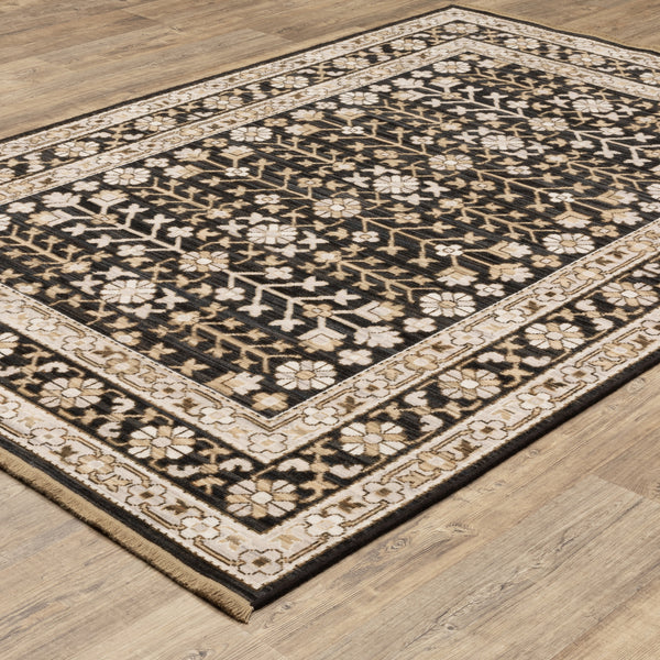 Oriental Weavers Acacia ACA10 Black and Beige Small Entryway Accent Traditional Area Rug - 2' x 3' lifestyle