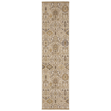 Oriental Weavers Acacia ACA11 Beige and Gold Hallway Runner Medallion Runner Rug - 2'6" x 10'