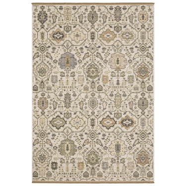 Oriental Weavers Acacia ACA16 Ivory and Gold Medium Living Room Rug Medallion Area Rug - 5'3" x 7'6"