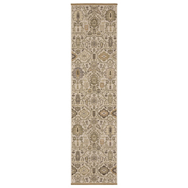 Oriental Weavers Acacia ACA16 Ivory and Gold Hallway Runner Medallion Runner Rug - 2'6" x 10'
