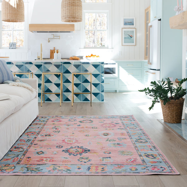Oriental Weavers Addison ADD01 Pink and Blue Large Seating Area Rug Polyester Area Rug - 7'6