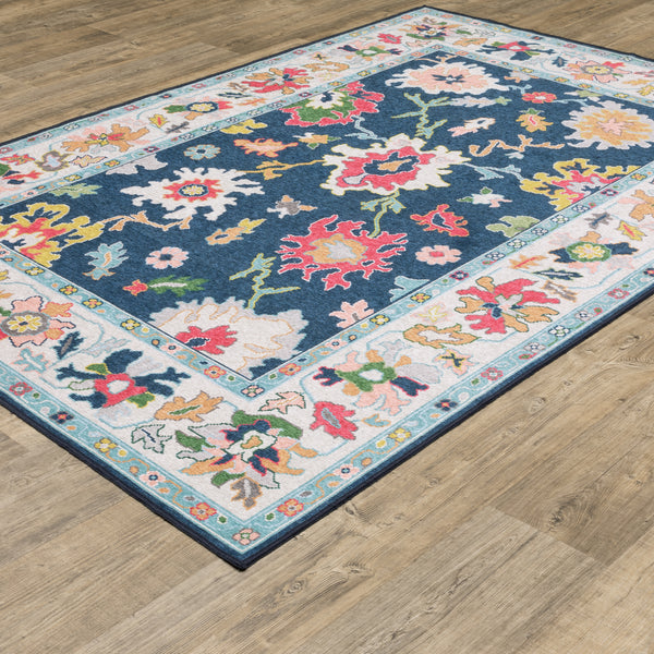 Oriental Weavers Addison ADD03 Blue and Multi Medium Living Room Rug Polyester Area Rug - 5' x 7' lifestyle