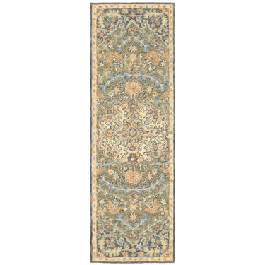 Oriental Weavers Alfresco 28401 Green and Blue Hallway Runner Traditional Runner Rug - 2'6" x 8'