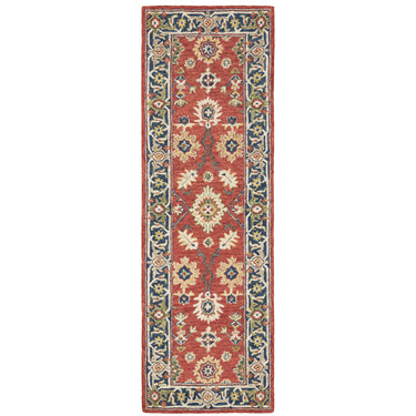 Oriental Weavers Alfresco 28404 Red and Blue Hallway Runner Medallion Runner Rug - 2'6" x 8'