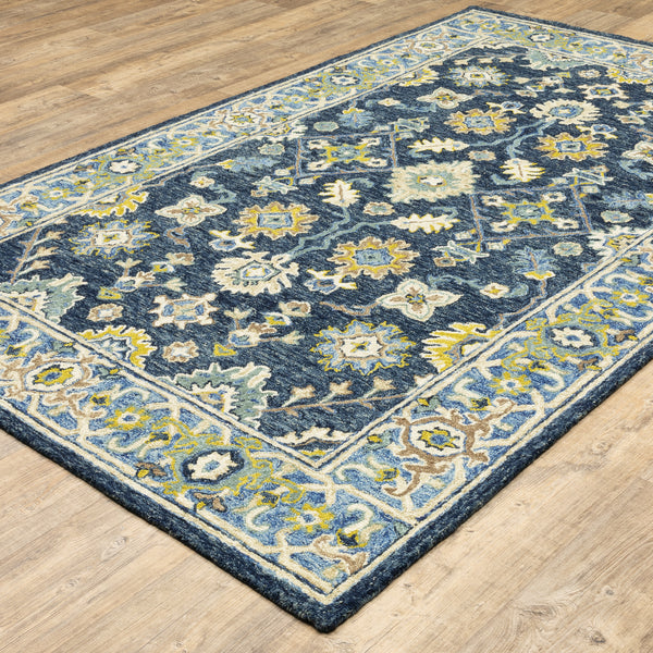 Oriental Weavers Alfresco 28405 Navy and Blue Compact Bedroom Accent Wool Area Rug - 3'6
