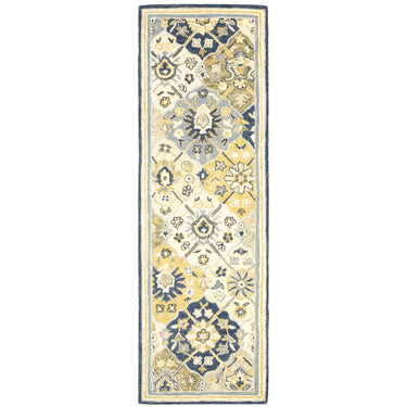 Oriental Weavers Alfresco 28406 Blue and Gold Hallway Runner Wool Runner Rug - 2'6" x 8'