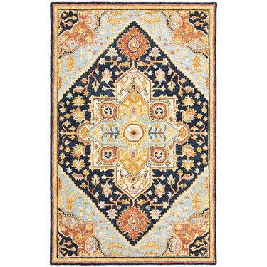 Oriental Weavers Alfresco 28408 Navy and Rust Compact Bedroom Accent Medallion Area Rug - 3'6" x 5'6"