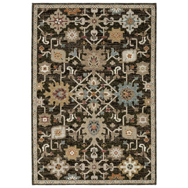 Oriental Weavers Andorra 2396B Brown and Multi Compact Bedroom Accent Medallion Area Rug - 3'3" x 5'2"