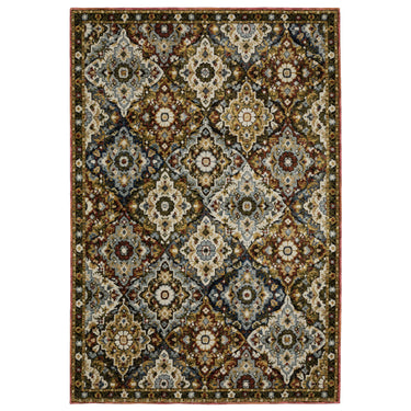 Oriental Weavers Andorra 2408A Red and Multi Compact Bedroom Accent Medallion Area Rug - 3'3" x 5'2"