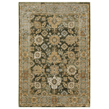 Oriental Weavers Andorra 2417B Green and Gold Small Entryway Accent Traditional Area Rug - 1'10" x 3'2"