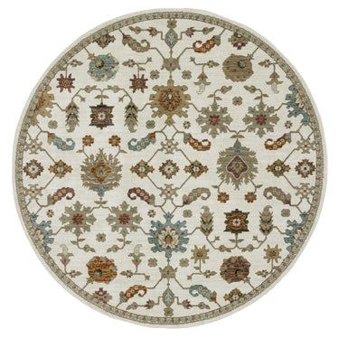Oriental Weavers Andorra 2419B Ivory and Multi Round Accent Traditional Round Rug - 7'10" Round