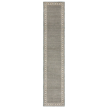 Oriental Weavers Andorra 2429A Blue and Ivory Hallway Runner Medallion Runner Rug - 2'6" x 12'