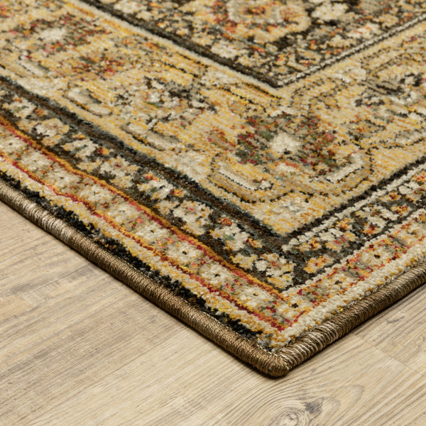 Oriental Weavers Andorra 2431A Brown and Gold Hallway Runner Polypropylene Runner Rug - 2'6