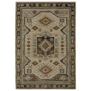 Oriental Weavers Andorra Grey 2442D Gray and Green Medium Living Room Rug Polypropylene Area Rug - 5'3" x 7'3"