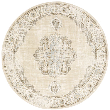 Oriental Weavers Andorra 303D0 Beige and Ivory Round Accent Polypropylene Round Rug - 7'10" Round