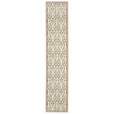 Oriental Weavers Andorra 3717A Ivory and Red Hallway Runner Floral Runner Rug - 2'6" x 12'