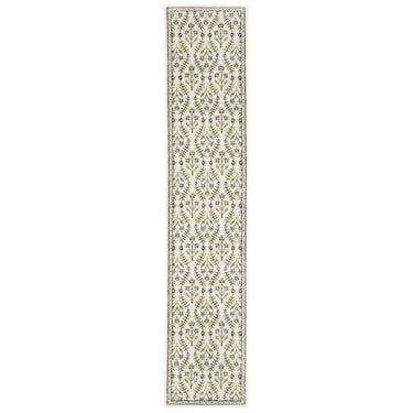 Oriental Weavers Andorra 3717C Ivory and Blue Hallway Runner Traditional Runner Rug - 2'6" x 12'