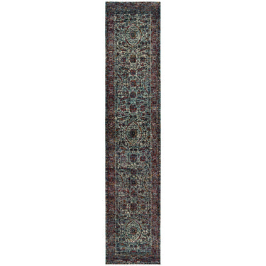 Oriental Weavers Andorra 6846B Blue and Purple Hallway Runner Medallion Runner Rug - 2'6" x 12'