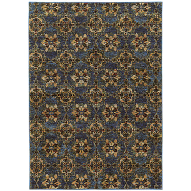 Oriental Weavers Andorra 6883C Blue and Gold Medium Living Room Rug Polypropylene Area Rug - 5'3" x 7'3"