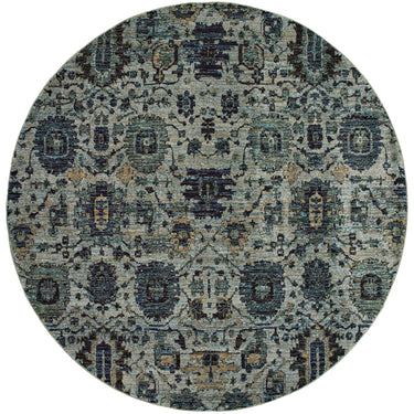 Oriental Weavers Andorra 7120A Blue and Navy Round Accent Traditional Round Rug - 7'10" Round