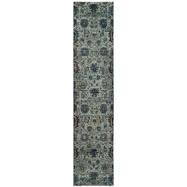 Oriental Weavers Andorra 7120A Blue and Navy Hallway Runner Medallion Runner Rug - 2'6" x 12'