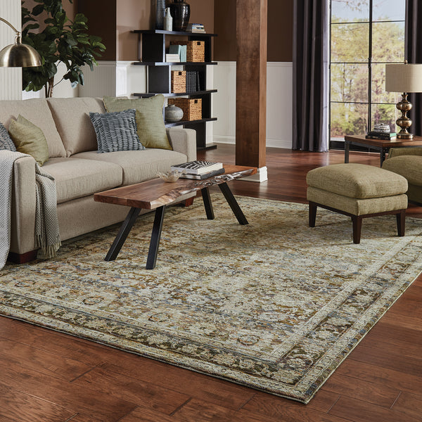 Oriental Weavers Andorra 7125C Green and Brown Extra Large Room Anchor Traditional Area Rug - 10' x 13'2