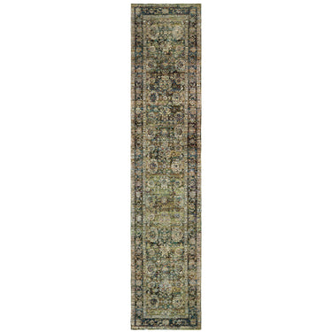 Oriental Weavers Andorra 7125C Green and Brown Hallway Runner Traditional Runner Rug - 2'6" x 12'