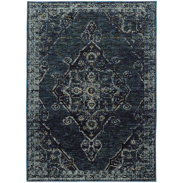Oriental Weavers Andorra 7135F Blue and Light Blue Compact Bedroom Accent Polypropylene Area Rug - 3'3" x 5'2"