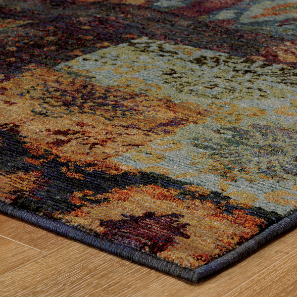 Oriental Weavers Andorra 7137A Gold and Blue Medium Living Room Rug Polypropylene Area Rug - 5'3
