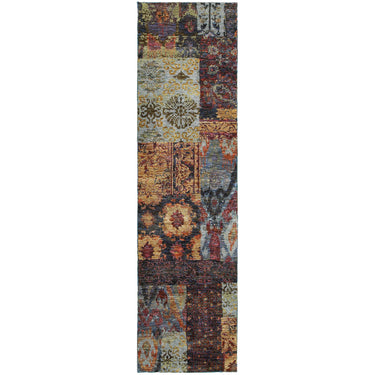 Oriental Weavers Andorra 7137A Gold and Blue Hallway Runner Abstract Runner Rug - 2'3" x 8'
