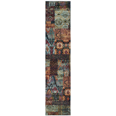 Oriental Weavers Andorra 7137A Gold and Blue Hallway Runner Polypropylene Runner Rug - 2'6" x 12'