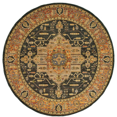 Oriental Weavers Andorra 7138B Gold and Brown Round Accent Medallion Round Rug - 7'10" Round