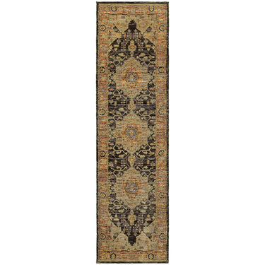 Oriental Weavers Andorra 7138B Gold and Brown Hallway Runner Polypropylene Runner Rug - 2'3" x 8'
