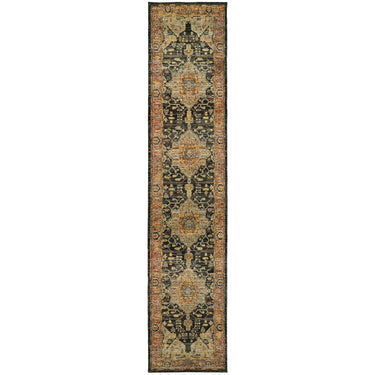 Oriental Weavers Andorra 7138B Gold and Brown Hallway Runner Medallion Runner Rug - 2'6" x 12'
