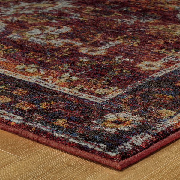 Oriental Weavers Andorra 7153A Red and Purple Hallway Runner Medallion Runner Rug - 2'3
