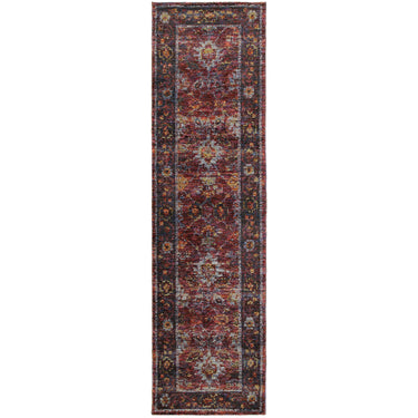 Oriental Weavers Andorra 7153A Red and Purple Hallway Runner Medallion Runner Rug - 2'3" x 8'