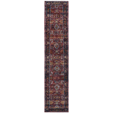 Oriental Weavers Andorra 7153A Red and Purple Hallway Runner Polypropylene Runner Rug - 2'6" x 12'